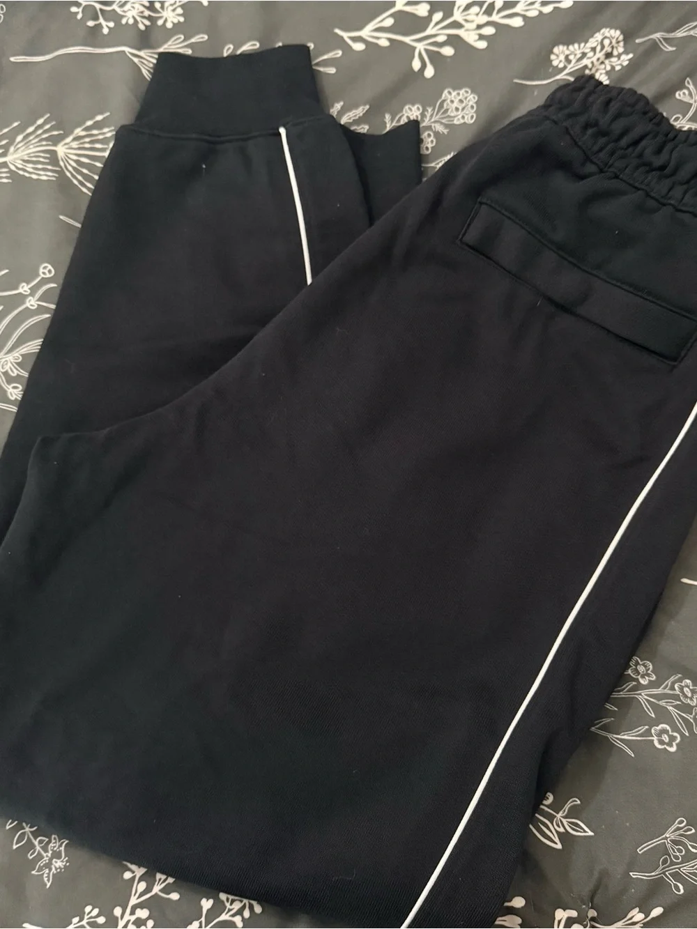 Nike Black Zip-Up Sweatpants with White Logo